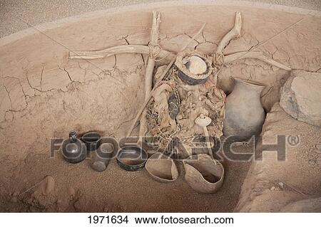 Picture - Reproduction Of A Farmer's Burial Site On Display At The R. P. Gustavo Le Paige Archaeological Museum, San Pedro De Atacama, Antofagasta Region, Chile. Fotosearch