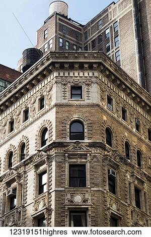 Stock Photograph - Residential building with decorative facade; New York City, New York, United States of America. Fotosearch