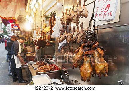 Restaurant kitchen with roasted duck hanging; Hong Kong, China View Large Photo Image Stock Image - Restaurant kitchen with roasted duck hanging; Hong Kong, China. Fotosearch