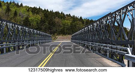 Stock Photograph - Road bridge crossing over Meat Cove; Dingwall, Nova Scotia, Canada. Fotosearch