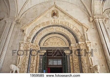 Romanesque Portal At The Cathedral Of St. Lawrence, Trogir, Split-Dalmatia, Croatia View Large Photo Image Stock Photography - Romanesque Portal At The Cathedral Of St. Lawrence, Trogir, Split-Dalmatia, Croatia. Fotosearch