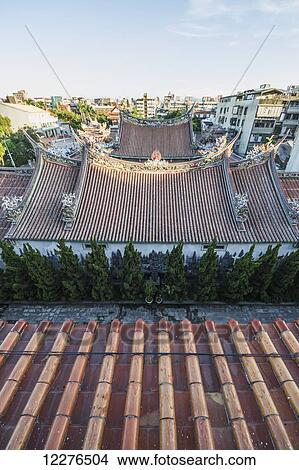 Picture - Roofs of the Dalongdong Baoan Temple; Taipei, Taiwan. Fotosearch