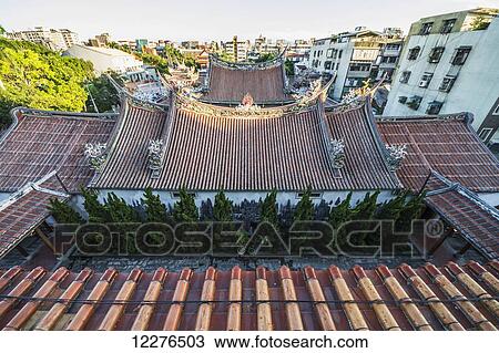 Stock Image - Roofs of the Dalongdong Baoan Temple; Taipei, Taiwan. Fotosearch