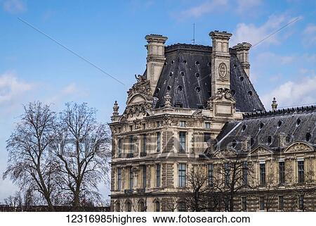 Stock Photograph - Rooftop of the Louvre; Paris, France. Fotosearch