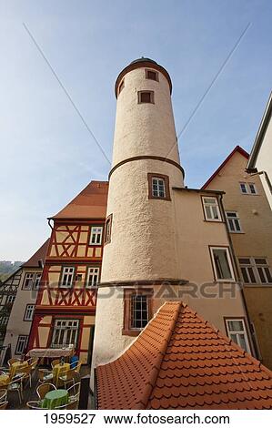 Round Tower On The Kirchplatz, Wertheim Am Main, Baden-Wurttemberg, Germany View Large Photo Image Stock Photo - Round Tower On The Kirchplatz, Wertheim Am Main, Baden-Wurttemberg, Germany. Fotosearch