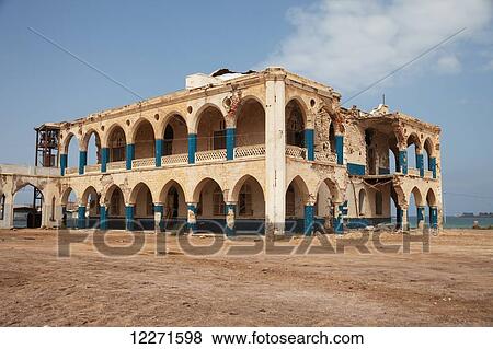 Stock Photo - Ruined Imperial palace of Haile Selassie; Taulud Island, Massawa, Eritrea. Fotosearch