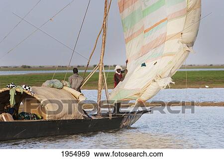 Sail boat on Lake Debo, Niger River, Mali View Large Photo Image Stock Photo - Sail boat on Lake Debo, Niger River, Mali. Fotosearch