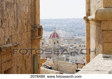 Stock Photo - Saint George Basilica, As Seen From The Citadel, Victoria (Rabat), Gozo Island, Malta. Fotosearch