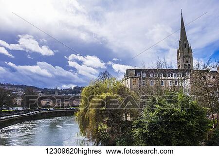 Saint John's church along side the River Avon under dramatic skies; Bath, Somerset, England View Large Photo Image Stock Photograph - Saint John's church along side the River Avon under dramatic skies; Bath, Somerset, England. Fotosearch