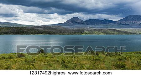 Stock Photograph - Saint Mary Lake, Glacier National Park; Montana, United States of America. Fotosearch