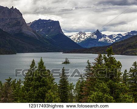Saint Mary Lake, Glacier National Park; Montana, United States of America View Large Photo Image Stock Photograph - Saint Mary Lake, Glacier National Park; Montana, United States of America. Fotosearch
