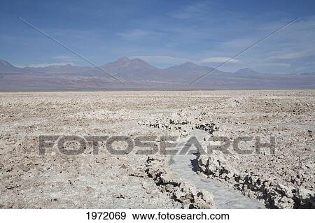 Stock Photo - Salar De Atacama Salt Pan With The Andes Cordillera In The Background, Antofagasta Region, Chile. Fotosearch