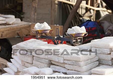 Stock Image - Salt from the Sahara for sale in Mopti, Mali. Fotosearch