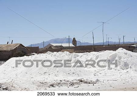 Stock Image - Salt Pile From The Salar De Uyuni In The Village Of Colchani, Potosi Department, Bolivia. Fotosearch