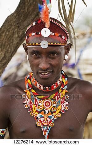 Picture - Samburu man, Samburu County; Kenya. Fotosearch