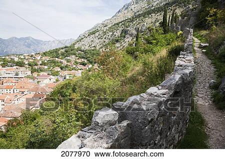 San Giovanni Fortress Surrounds The Town Of Kotor. The Walls Surrounding The Town Are 5 Kilometers Long And Can Be Up To Twenty Meters Tall., Monte View Large Photo Image Stock Image - San Giovanni Fortress Surrounds The Town Of Kotor. The Walls Surrounding The Town Are 5 Kilometers Long And Can Be Up To Twenty Meters Tall., Monte. Fotosearch