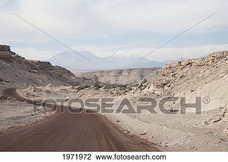Stock Image - San Pedro & San Pablo Volcanoes & Loa River Valley, Antofagasta Region, Chile. Fotosearch