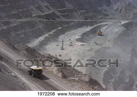 Stock Photo - Sandstorm In Chuquicamata, The Largest Open Copper Mine In The World, Antofagasta Region, Chile. Fotosearch