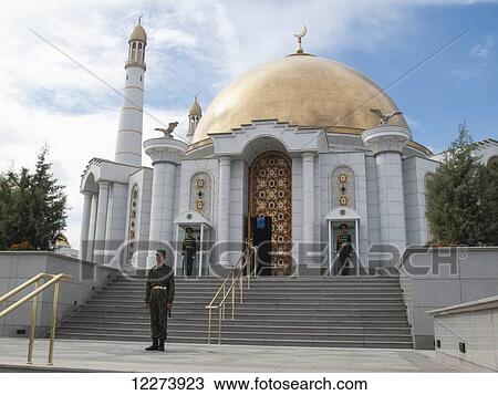 Stock Image - Saparmurat Niyazov (Turkmenbashi) mausoleum, near Ashgabat; Turkmenistan. Fotosearch