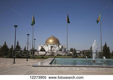 Stock Photography - Saparmurat Niyazov (Turkmenbashi) mausoleum, near Ashgabat; Turkmenistan. Fotosearch