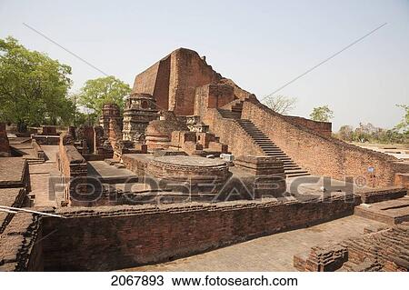 Stock Image - Sariputra Stupa (Temple Site No. 3), Nalanda Mahavihara, Bihar, India. Fotosearch