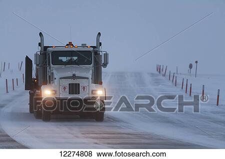 Semi tractor-trailer on icy roads in the Prudhoe Bay Oil Field, Arctic Alaska, Winter View Large Photo Image Stock Photo - Semi tractor-trailer on icy roads in the Prudhoe Bay Oil Field, Arctic Alaska, Winter. Fotosearch