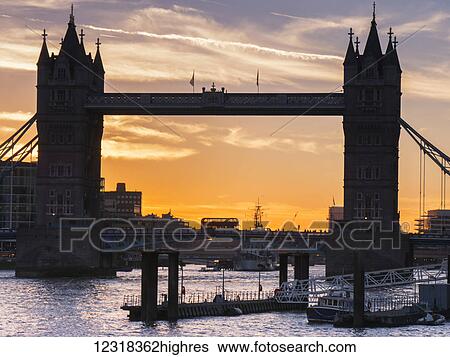 Silhouette of Tower Bridge at sunset; London, England View Large Photo Image Stock Photograph - Silhouette of Tower Bridge at sunset; London, England. Fotosearch