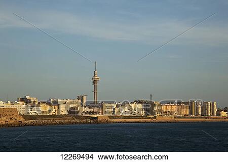 Skyline and view of the waterfront; Cadiz de la Frontera, Andalusia, Spain View Large Photo Image Picture - Skyline and view of the waterfront; Cadiz de la Frontera, Andalusia, Spain. Fotosearch