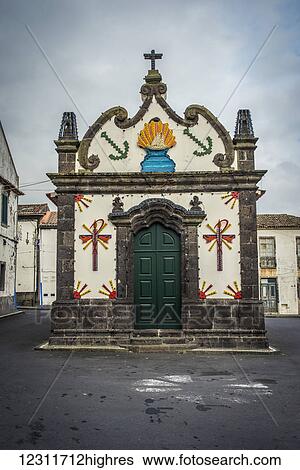 Stock Photograph - Small fishermen's church; Vila Franca do Campo, Sao Miguel, Azores, Portugal. Fotosearch