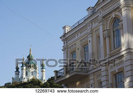 St Andrew's Church on Andriyivsky Uzviz (Andre's Descent) seen from the lower town, Podil; Kiev, Ukraine View Large Photo Image Stock Image - St Andrew's Church on Andriyivsky Uzviz (Andre's Descent) seen from the lower town, Podil; Kiev, Ukraine. Fotosearch