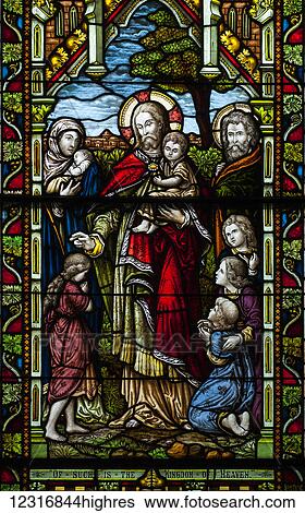 Stock Photograph - Stained glass window; Granby, Quebec, Canada. Fotosearch