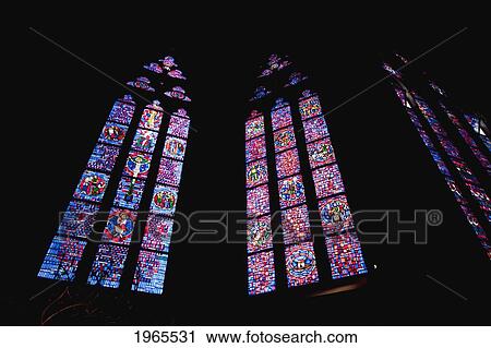 Stock Image - Stained Glass Windows At St. Peter's Cathedral, Worms, Germany. Fotosearch