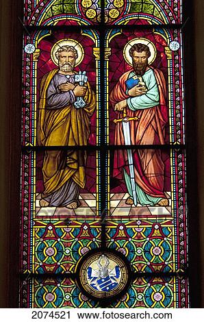 Stock Image - Stained Glass Windows In The Cathedral, Riga, Latvia. Fotosearch