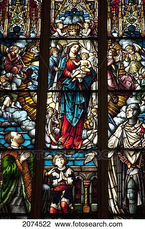 Stock Image - Stained Glass Windows In The Cathedral, Riga, Latvia. Fotosearch