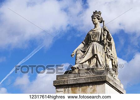 Stock Photograph - Statue of a queen; Paris, France. Fotosearch