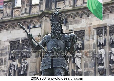 Statue Of Charlemagne In Front Of The City Hall, Aachen, Germany View Large Photo Image Stock Photograph - Statue Of Charlemagne In Front Of The City Hall, Aachen, Germany. Fotosearch