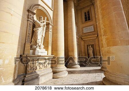 Statues On The Portico Of The Rotunda Of St Marija Assunta, Mosta, Malta View Large Photo Image Stock Photo - Statues On The Portico Of The Rotunda Of St Marija Assunta, Mosta, Malta. Fotosearch