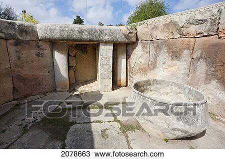 Stone Bowl And Trilithon In The First Apse Of The Middle Temple, Tarxien Temples, Malta View Large Photo Image Stock Image - Stone Bowl And Trilithon In The First Apse Of The Middle Temple, Tarxien Temples, Malta. Fotosearch