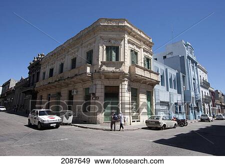 Stock Photo - Street Scene In The Old Quarter, Montevideo, Uruguay. Fotosearch