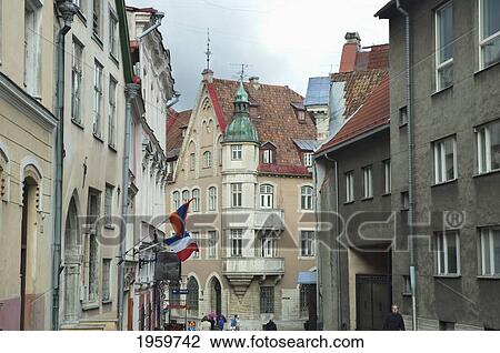 Street Scene In The Old Town, Tallinn, Estonia View Large Photo Image Stock Image - Street Scene In The Old Town, Tallinn, Estonia. Fotosearch