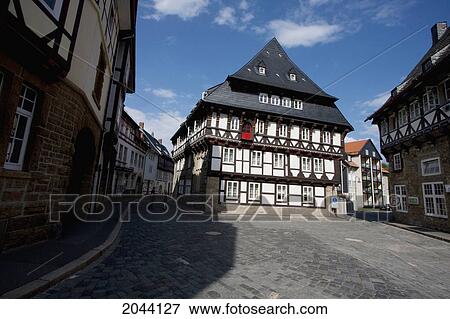 Street Scene With Half-Timbered Buildings, Goslar, Germany View Large Photo Image Stock Photo - Street Scene With Half-Timbered Buildings, Goslar, Germany. Fotosearch