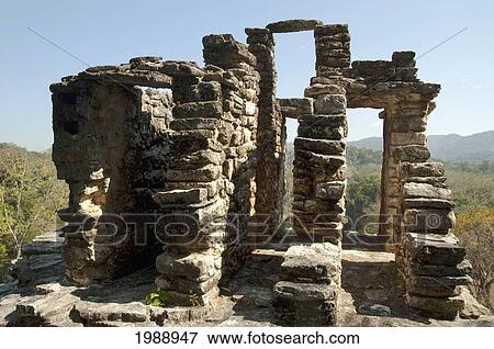 Stock Photo - Structures On The Acropolis, Bonampak, Chiapas, Mexico. Fotosearch