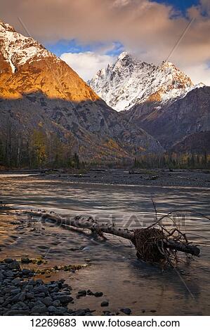Sunset glow on Nantina Point and Mt. Yukl with Eagle River in the foreground, Chugach State Park, Southcentral Alaska, Autumn. View Large Photo Image Stock Image - Sunset glow on Nantina Point and Mt. Yukl with Eagle River in the foreground, Chugach State Park, Southcentral Alaska, Autumn.. Fotosearch