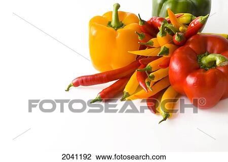 Sweet Bell Peppers And Hot Peppers On A White Background View Large Photo Image Stock Image - Sweet Bell Peppers And Hot Peppers On A White Background. Fotosearch