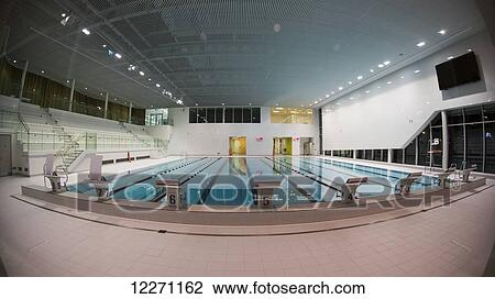 Stock Image - Swimming pool with platforms in a row; South Shields, Tyne and Wear, England. Fotosearch