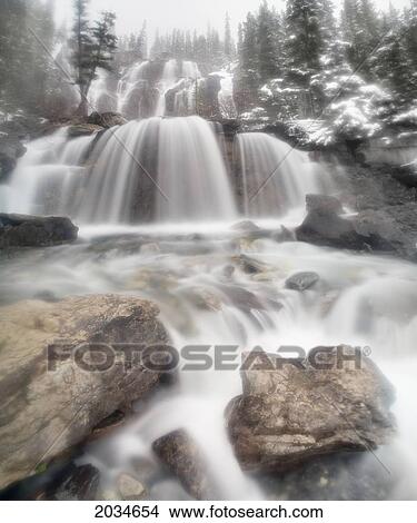 Tangle Falls After A Snowfall, Jasper National Park, Alberta View Large Photo Image Picture - Tangle Falls After A Snowfall, Jasper National Park, Alberta. Fotosearch