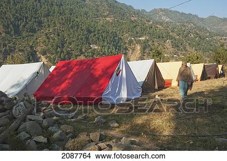 Picture - Tents Set Up After The 8 October 2005 Earthquake, Sudhangali, Azad Kashmir, Pakistan. Fotosearch