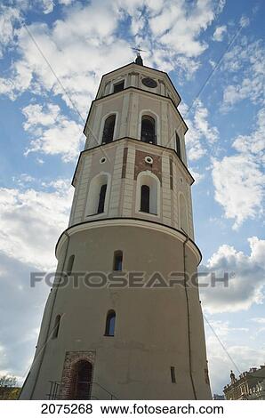 Stock Photo - The Cathedral's Bell Tower, Vilnius, Lithuania. Fotosearch
