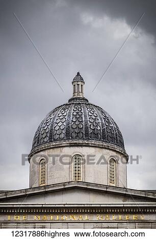 The dome of The National Gallery against a stormy London sky; London, England View Large Photo Image Stock Photograph - The dome of The National Gallery against a stormy London sky; London, England. Fotosearch