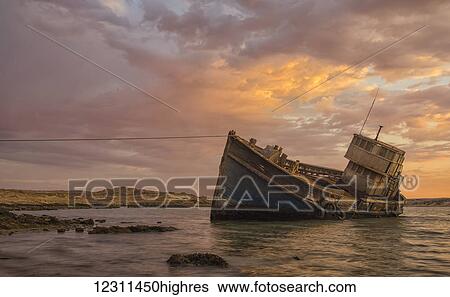 Stock Photograph - The Elena shipwreck outside of Luderitz; Namibia. Fotosearch